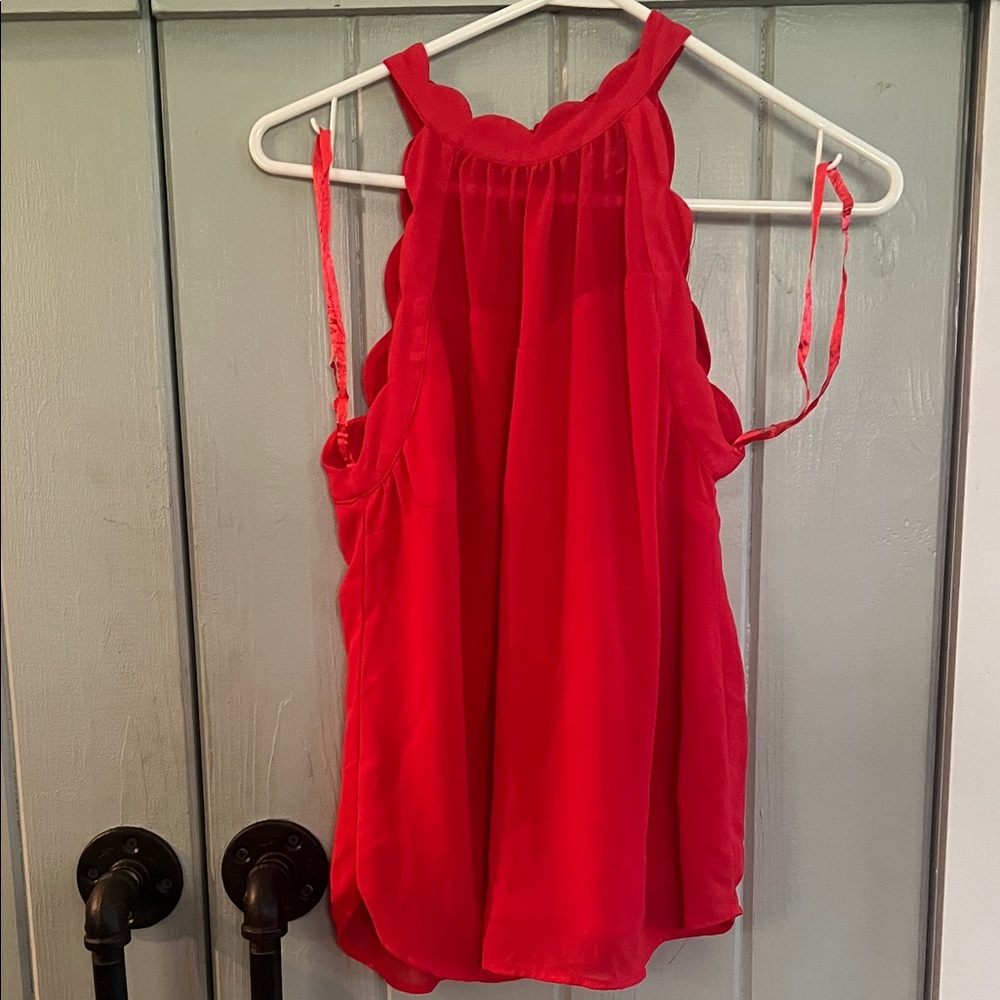 Red Scalloped Halter Camisole